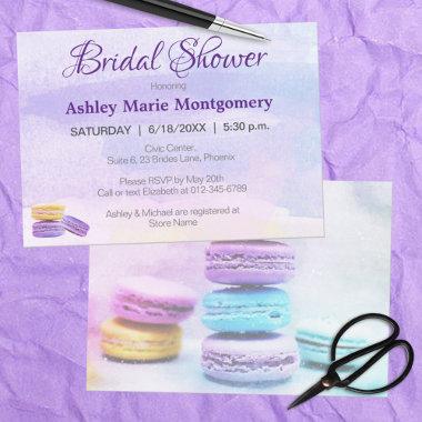 Bridal Shower Colorful Watercolor Macaron Treats Invitations