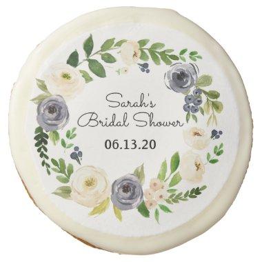 Bridal Shower Cookies Custom Blue Flower