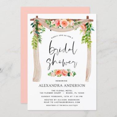 Bridal Shower Coral Peach Floral Invitations