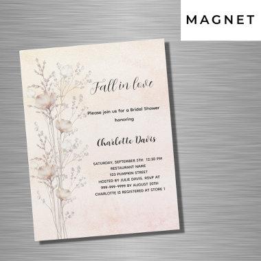 Bridal Shower cream wildflowers fall love luxury Magnetic Invitations