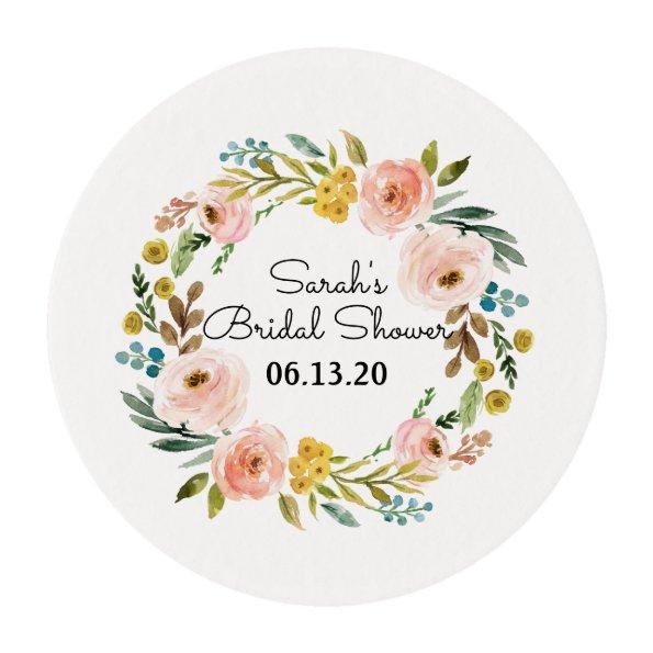 Bridal Shower Cupcake Topper Floral Edible Frosting Rounds