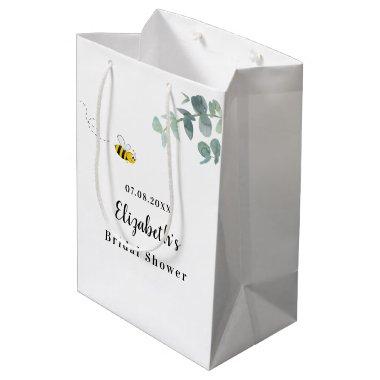 Bridal Shower cute bee eucalyptus greenery white Medium Gift Bag