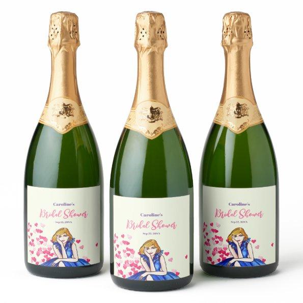 Dark Royal Blue Cocktail Gown Sparkling Wine Label