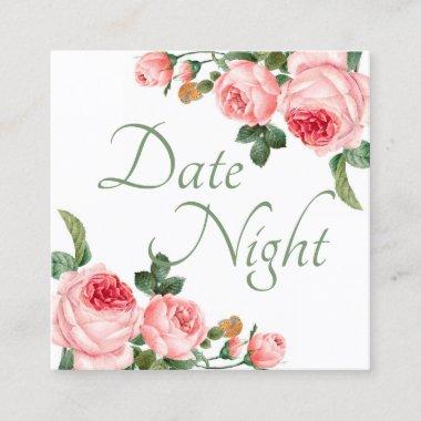 Bridal Shower Date Night Invitations Blushing Pink Rose