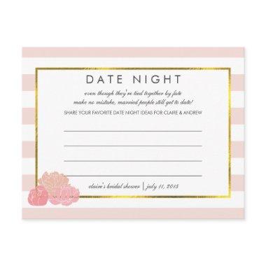 Bridal Shower Date Night Invitations | Pink Stripe Peony