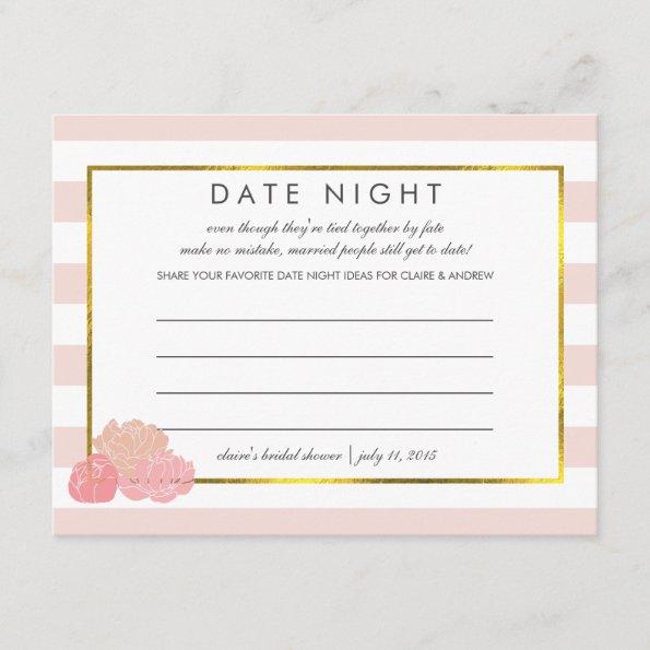 Bridal Shower Date Night Invitations | Pink Stripe Peony