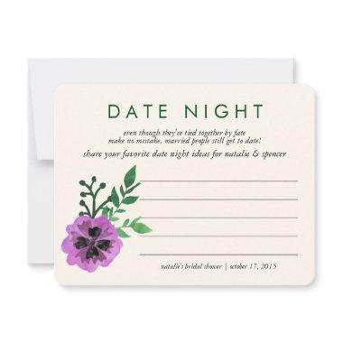 Bridal Shower Date Night Ideas Invitations | Purple Pansy