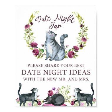 Bridal Shower Date Night Jar Cat Theme Sign