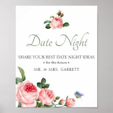 Bridal Shower Date Night Jar Sign Blushing Pink Ro