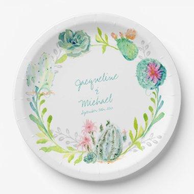 Bridal Shower Decor Cactus Succulent Flower Desert Paper Plates