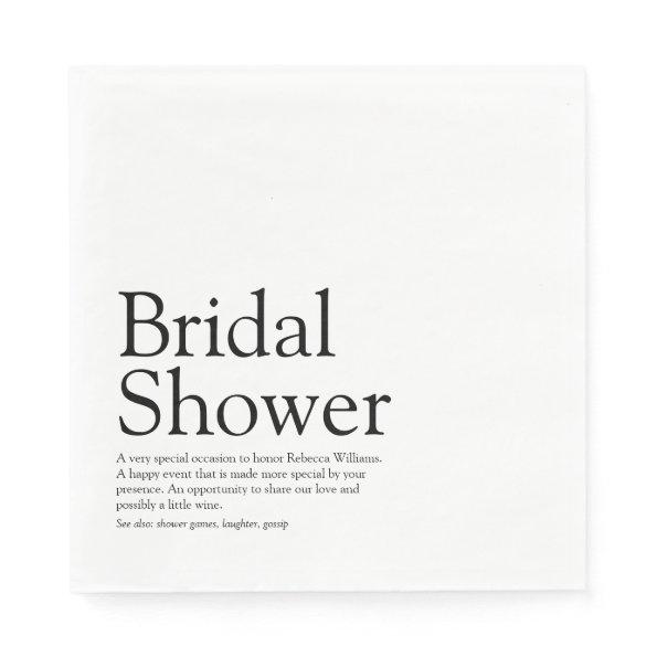 Bridal Shower Definition Napkins