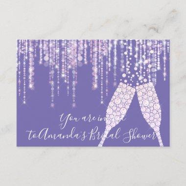 Bridal Shower Diamond Glass Bubbles Sweet16th Invitations