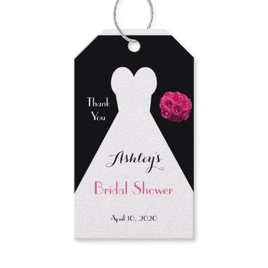 Bridal Shower Dress and Roses Thank You Favor Gift Tags
