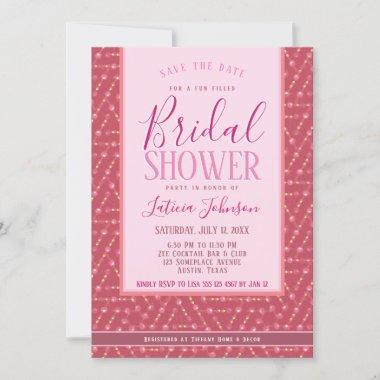 Bridal Shower • Dusky Rose Pink Geometric Pattern Invitations