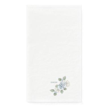 Bridal Shower Dusty Blue Floral Custom Name Paper Guest Towels