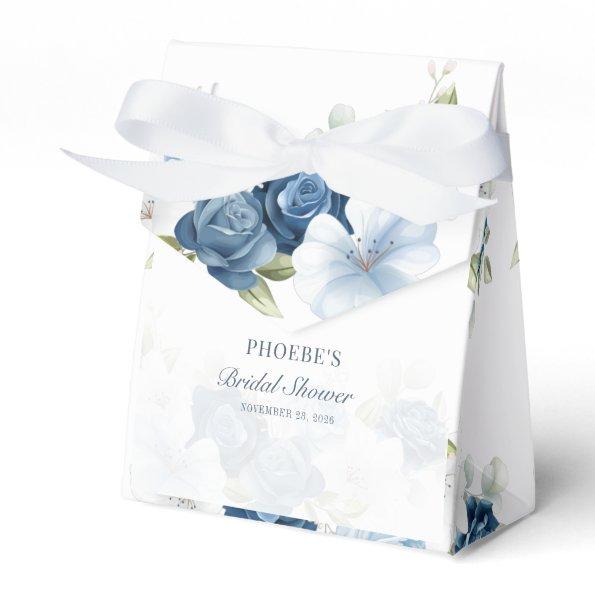 Bridal Shower Dusty Blue Floral Rustic Favor Box