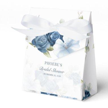 Bridal Shower Dusty Blue Floral Rustic Favor Boxes