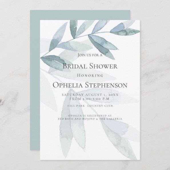 BRIDAL SHOWER | Dusty Blue Watercolor Eucalyptus Invitations