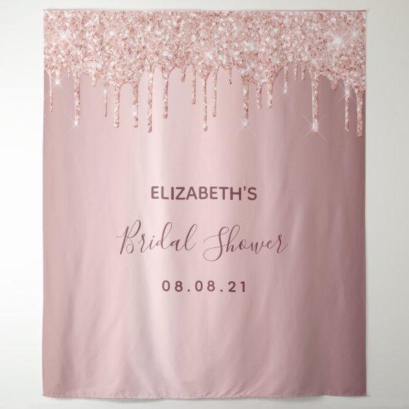Bridal Shower dusty rose gold glitter drips glam Tapestry