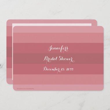 Bridal Shower Dusty Rose Name Stripe Minimalist Invitations