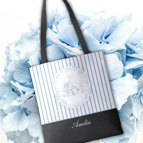 Bridal Shower - Elegant Blue Personalized Bridal Tote Bag