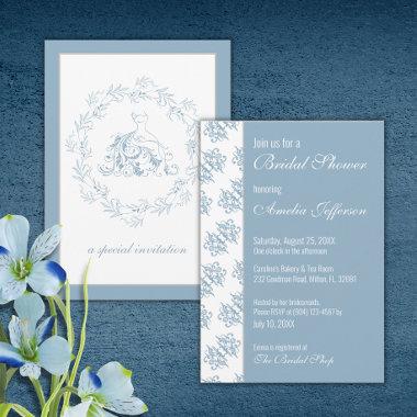 Bridal Shower - Elegant Blue Shower Invite