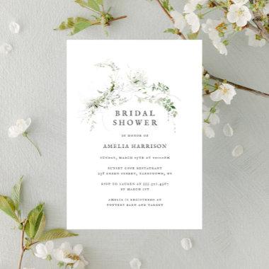 Bridal Shower Elegant Earthy Greenery Watercolor Invitations