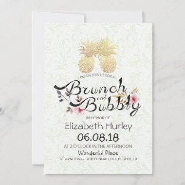 Bridal Shower Elegant Gold Foil Pineapple Couple Invitations
