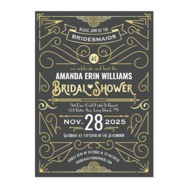 Elegant Gold Gray Retro Art Deco