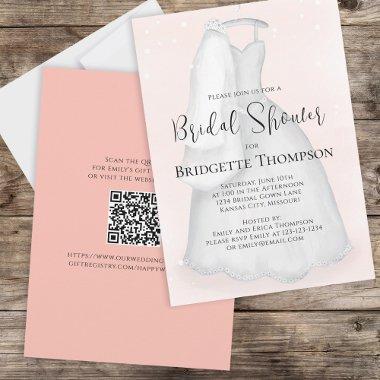 Bridal Shower Elegant Minimalist Blush Pink Dress Invitations
