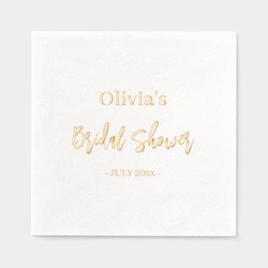 Elegant Modern Minimal Script Gold Foil Napkins