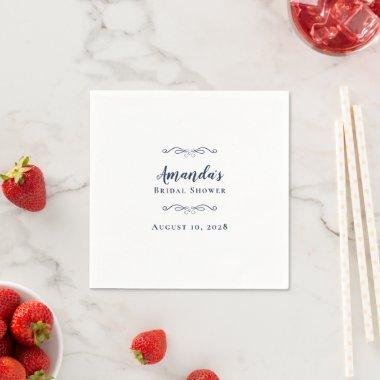 Elegant Party Chic Calligraphy Blue Napkins