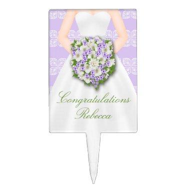 Elegant Wedding Dress Personalized Cake Topper