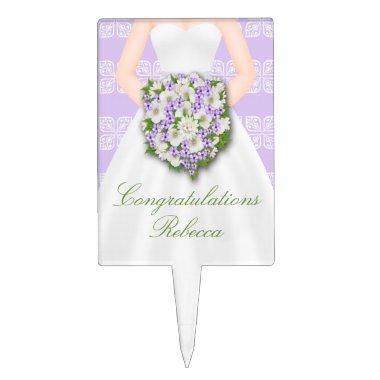 Bridal Shower Elegant Wedding Dress Personalized Cake Topper