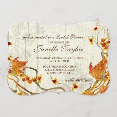 Bridal Shower Elegant Wood Fall Autumn Wedding Invitations