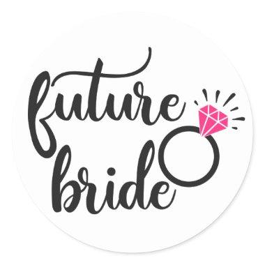 Engagement Bride Ring Bachelorette Classic Round Sticker