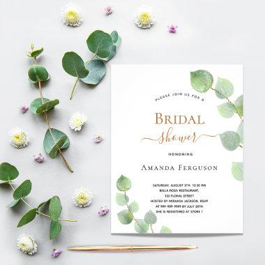 Bridal Shower eucalyptus foliage budget Invitations Flyer
