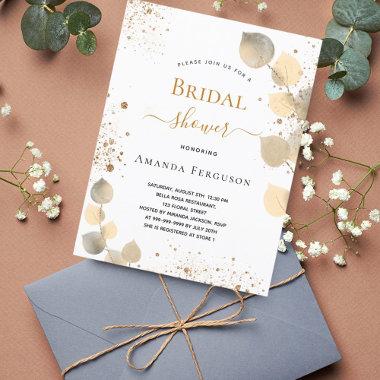Bridal Shower eucalyptus glitter golden fall Invitation PostInvitations