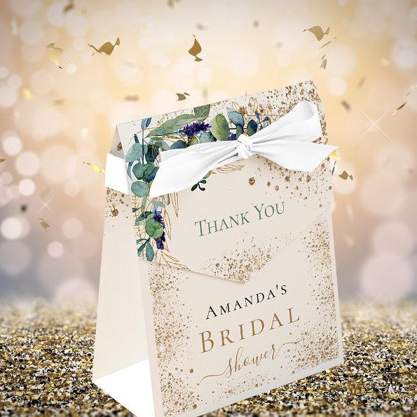 Bridal shower eucalyptus glitter thank you favor box