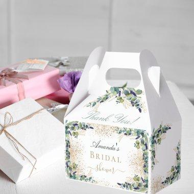 eucalyptus gold glitter thank you favor boxes