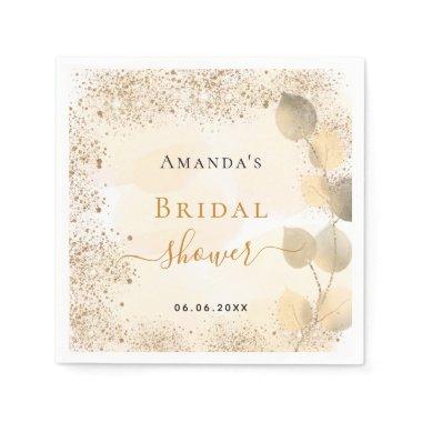 eucalyptus golden glitter monogram Napkins