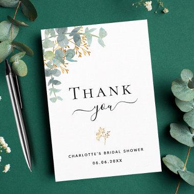 Bridal Shower eucalyptus greenery elegant script Thank You Invitations