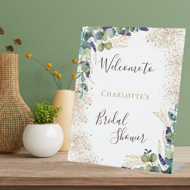 eucalyptus greenery elegant welcome Pedestal Sign