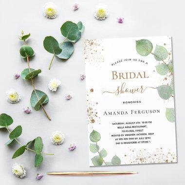 Bridal Shower eucalyptus greenery glitter Invitations
