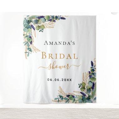 Bridal Shower eucalyptus greenery gold monogram Tapestry