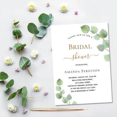 Bridal Shower eucalyptus greenery luxury Invitations