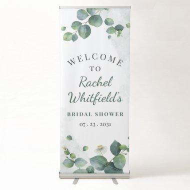 Bridal Shower Eucalyptus Greenery Modern Botanical Retractable Banner