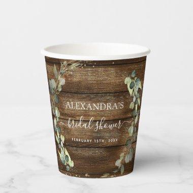 Eucalyptus Greenery Rustic Wood Paper Cups
