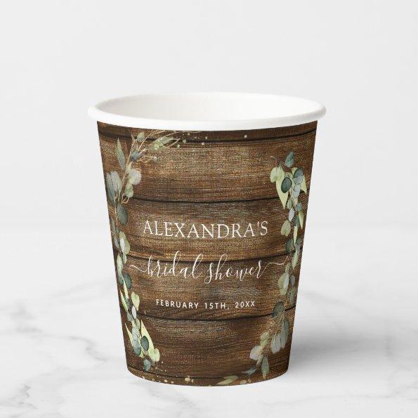 Eucalyptus Greenery Rustic Wood Paper Cups