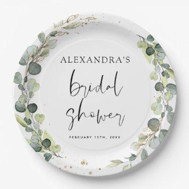 Bridal Shower Eucalyptus Greenery Succulent Paper Plates